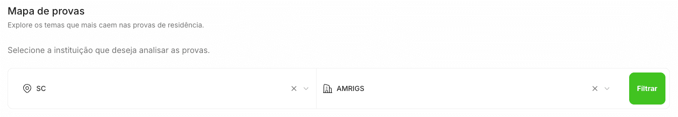 Filtro por instituição